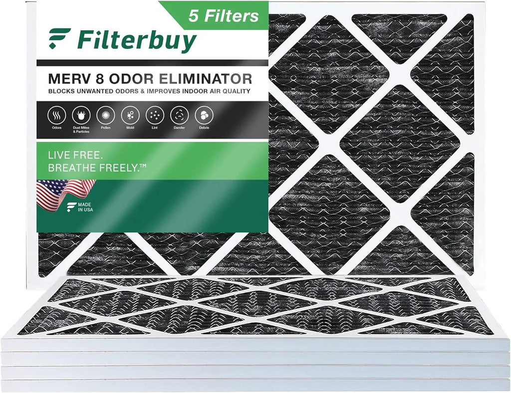 HVAC with Eliminator Air Filterbuy Odor 8 (5-Pack) Furnace Activated 18x30x1 AC Pleated MERV Filters Carbon