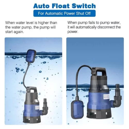Submersible For 750W Sump Pump Clean Dirty 1HP Pool Swim Pond Water