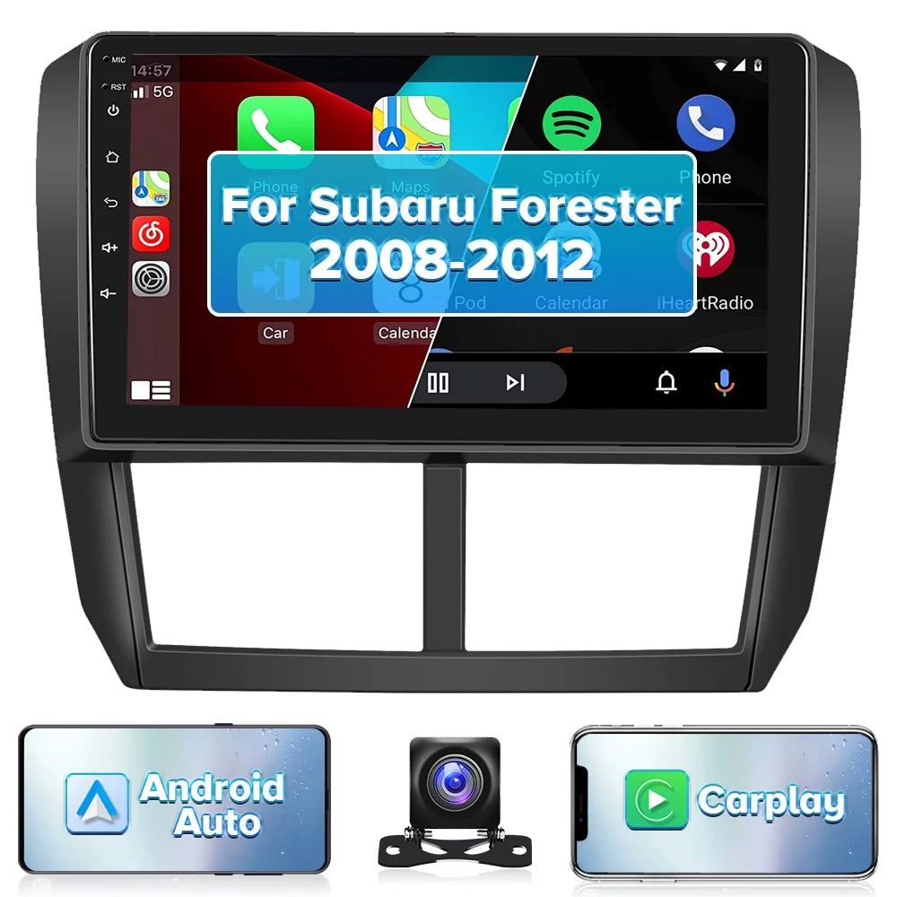Stereo Wireless Hifi, 13 Backup 9'' Carplay Forester Bluetooth AHD 2008-2012 Podofo Camera Android Android Radio WIFI for Subaru 2+64G GPS Auto Touchscreen Car FM