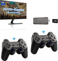 Stick 4K Play Retro Plug Video Game Output Stick,Wireless Game 2.4GHz in Emulators, Game with Console Retro Games, Wireless HD Built 9 and (64G) Controllers 10000+