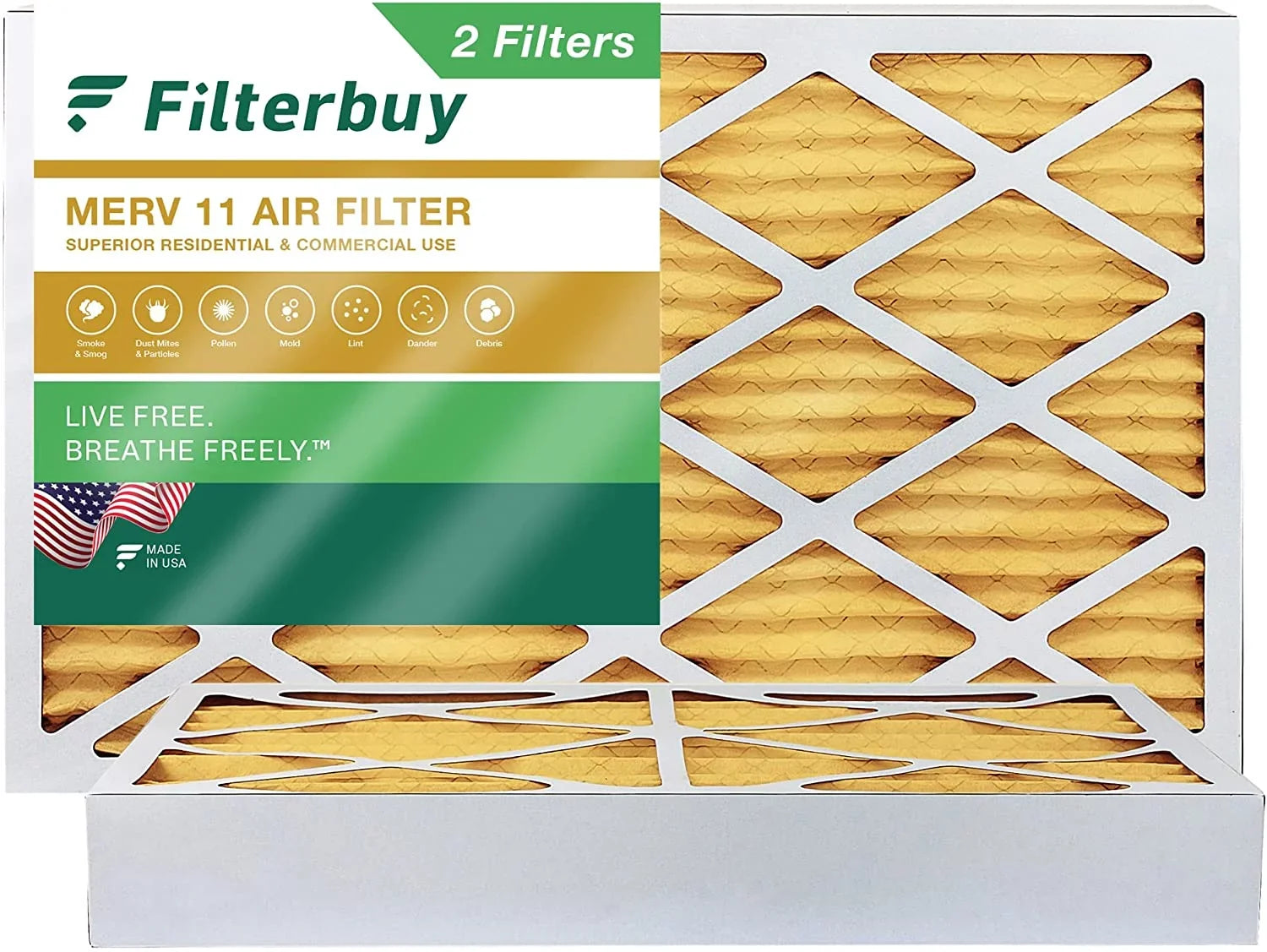 Pleated Furnace HVAC Filters Air Filterbuy (2-Pack) 11 MERV AC 12x24x4
