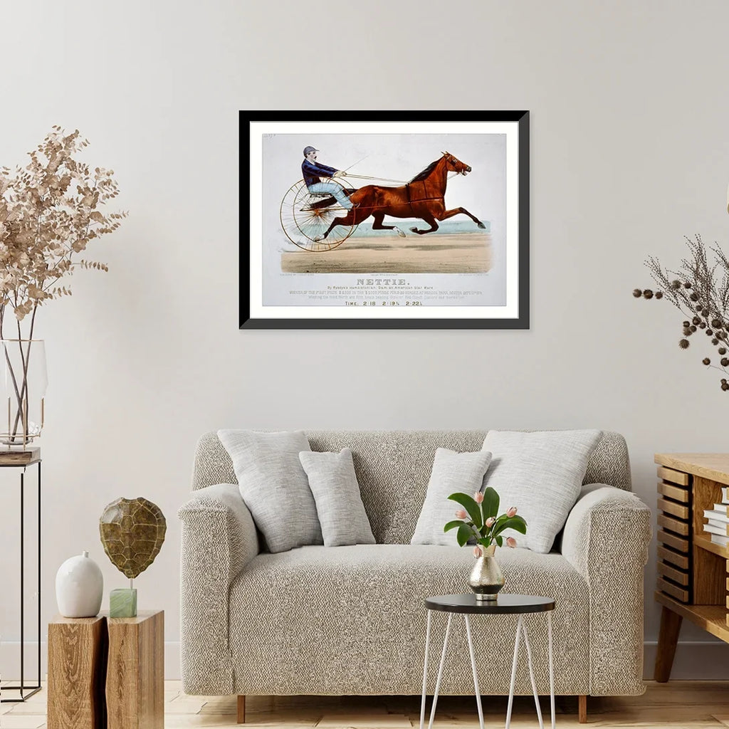 21-7/8" American Nettie: dam, Framed x Hambletonian, mare, Print, 17-7/8" Historic and Rysdyk's star by