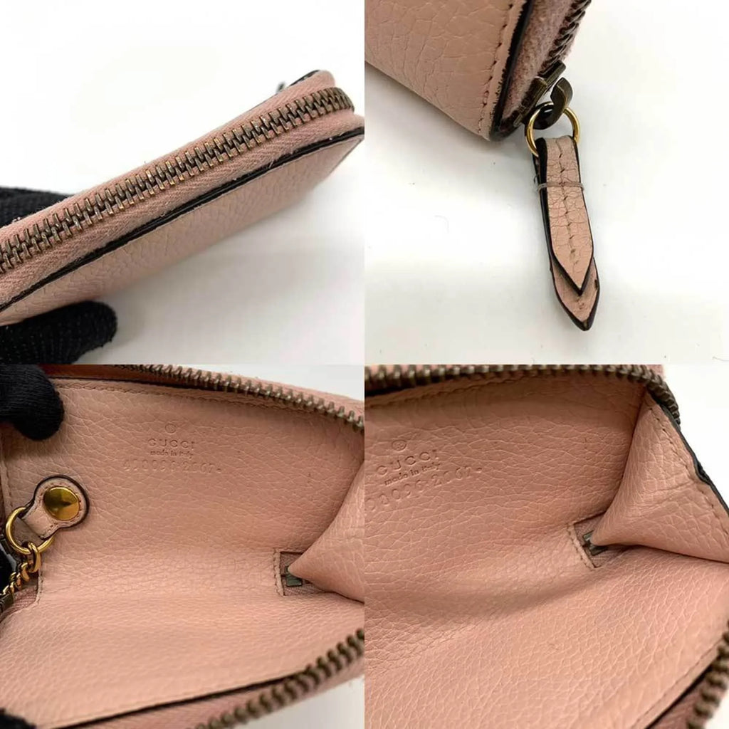 Key Coin Leather Accessories (Good) Animalier Ladies GUCCI Round Gucci Pre-Owned Pink Bee Motif Case 498096 Purse
