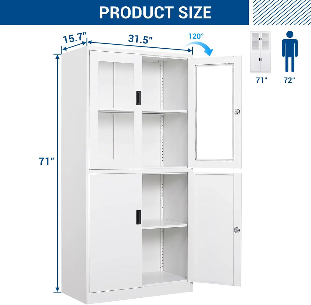 STANI Glass Office for with Steel Metal Doors Tool Assembly Cabinets Storage Cabinet Storage 71" Required Office,Home,- Locker,Locking
