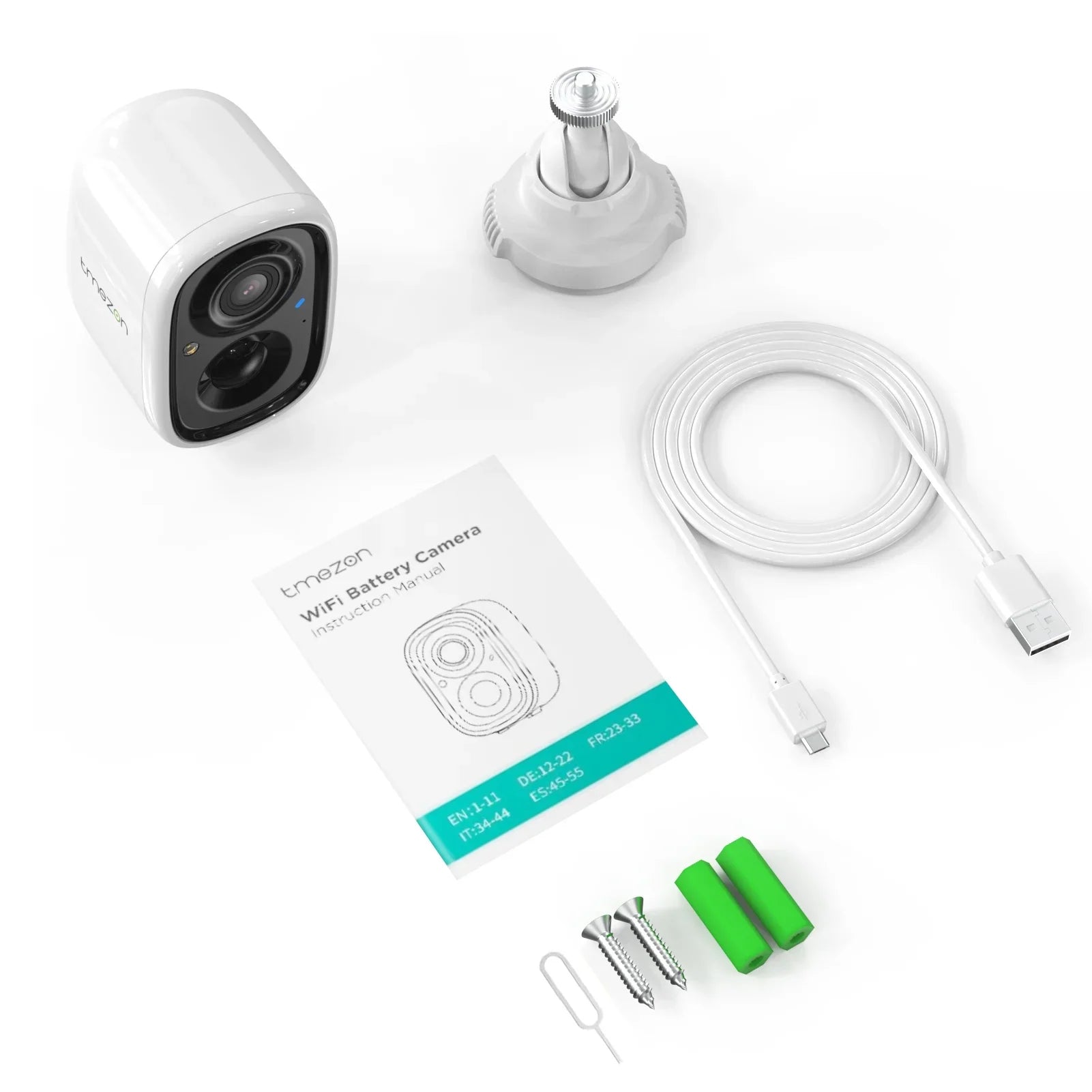 Wireless 2K Powered Audio, Home Security Night Waterproof, Detection, Way Camera for SD/Cloud Surveillance Rechargeable Vision Camera with 2 TMEZON Outdoor AI Motion Battery WiFi