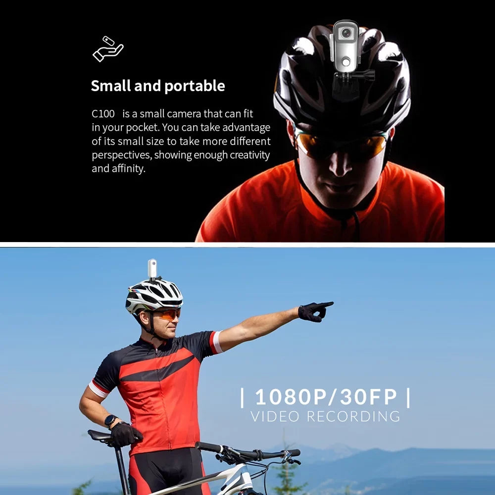 30M Sharing Lanyard Built-in Clip Waterproof Connection C100 1080P30fps Case Battery Action SJCAM Magnetic WiFi Back Waterproof Digital APP Video with Body