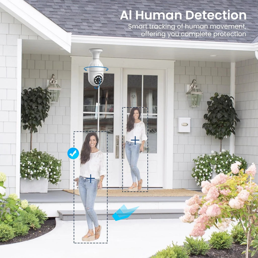 Dome Camera, BITEP Human Live Panora 355¡ã Detection, 2-Way 1080p Security Light View, AI Cam, Bulb