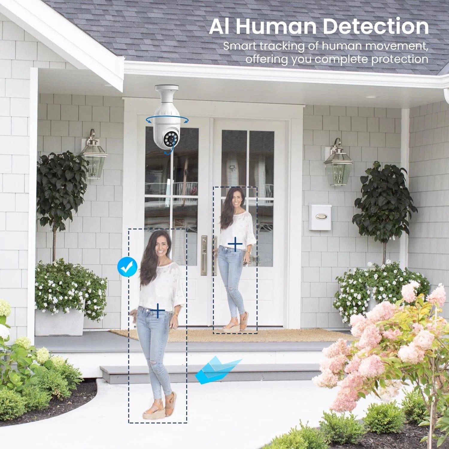 Dome Camera, BITEP Human Live Panora 355¡ã Detection, 2-Way 1080p Security Light View, AI Cam, Bulb