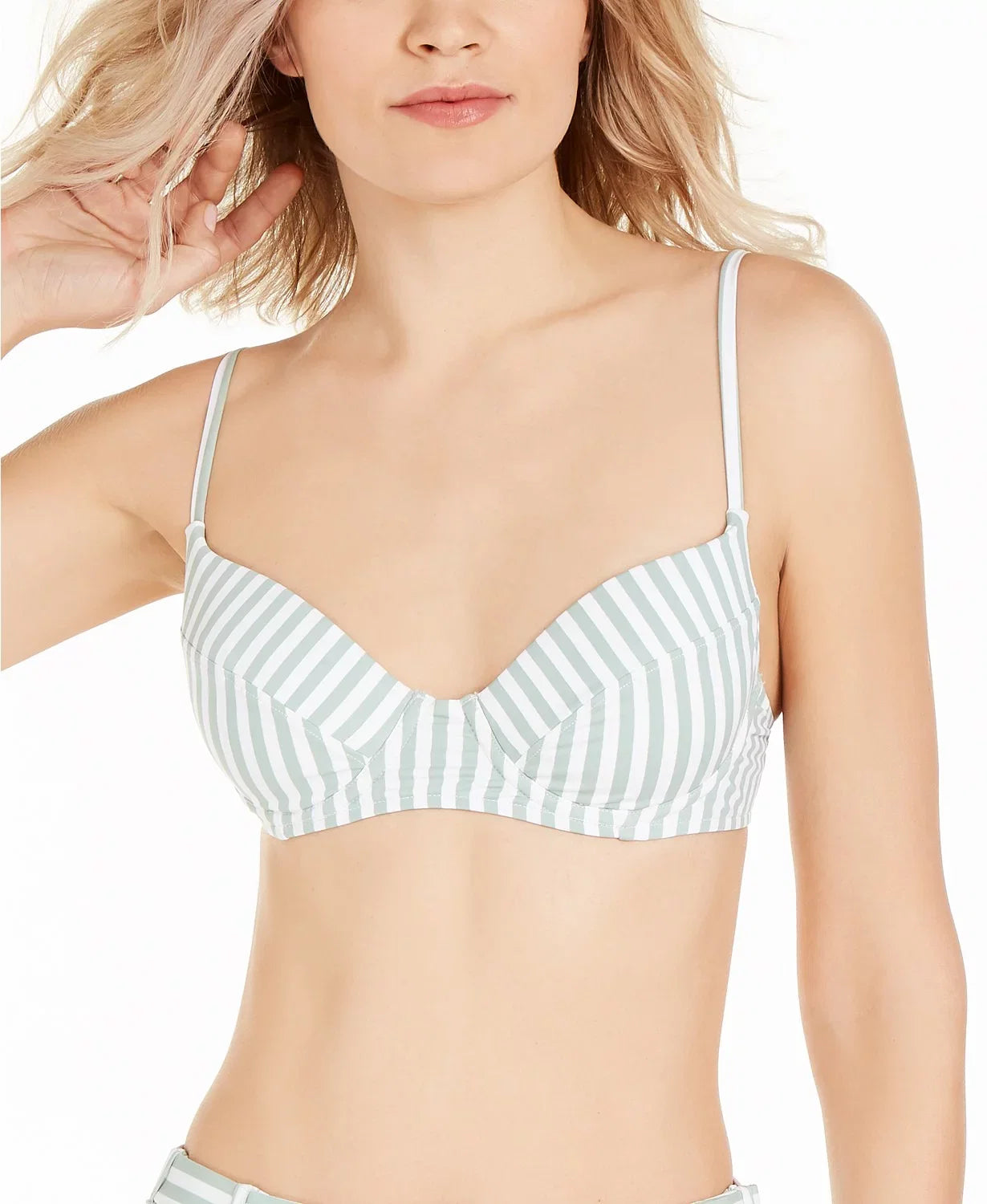US Lydia X-Large Top, Swim Striped Bikini WeWoreWhat JADEITE Underwire