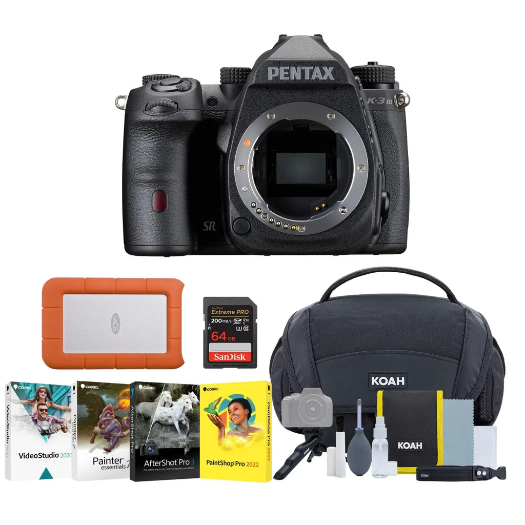 Card Memory Bundle Monochrome Camera K-3 Pentax Drive Mark Body with Bundle Hard (Black) and Accessory III