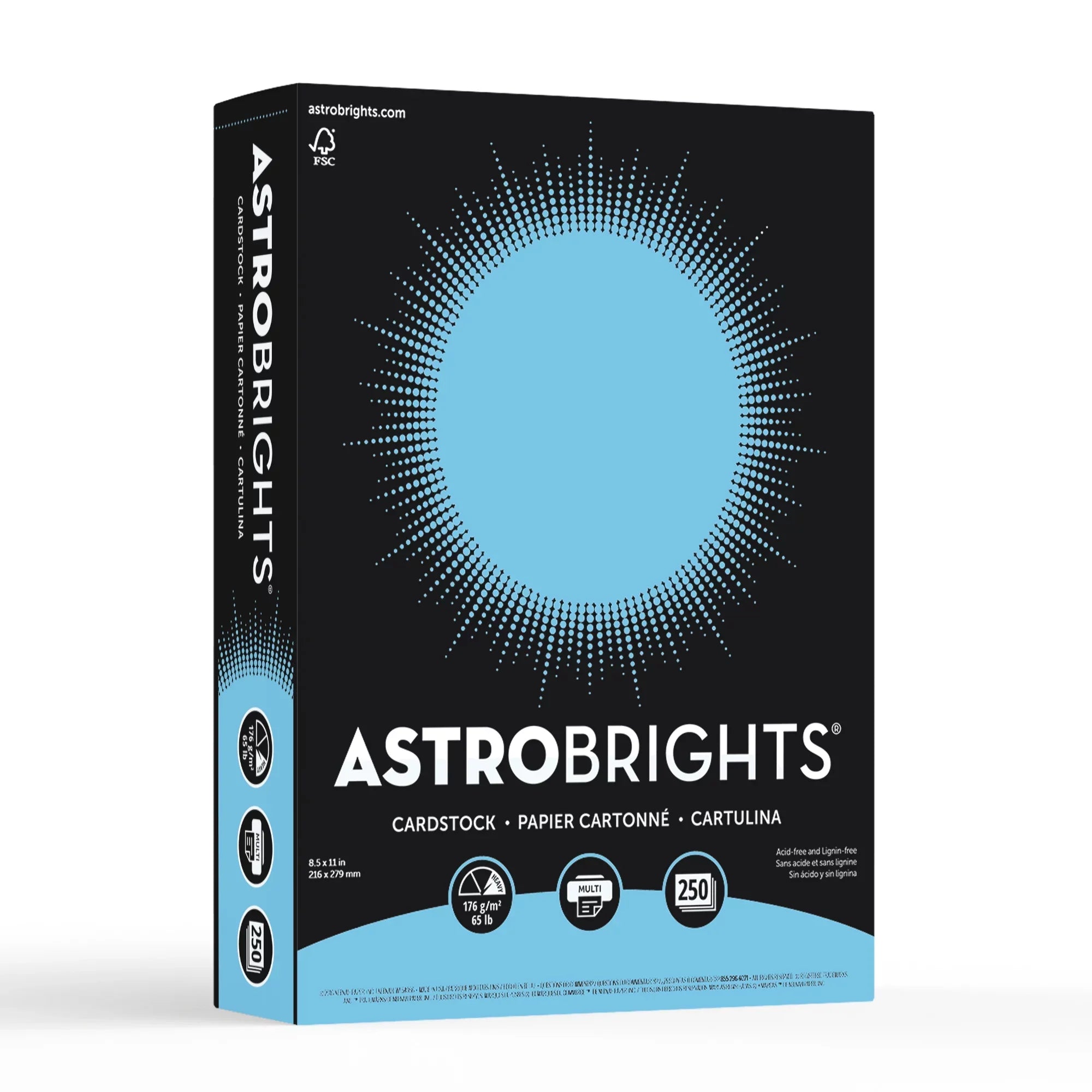 Lunar Blue, 11", 65 8.5" lb., 250 Sheets x Astrobrights Cardstock, Colored