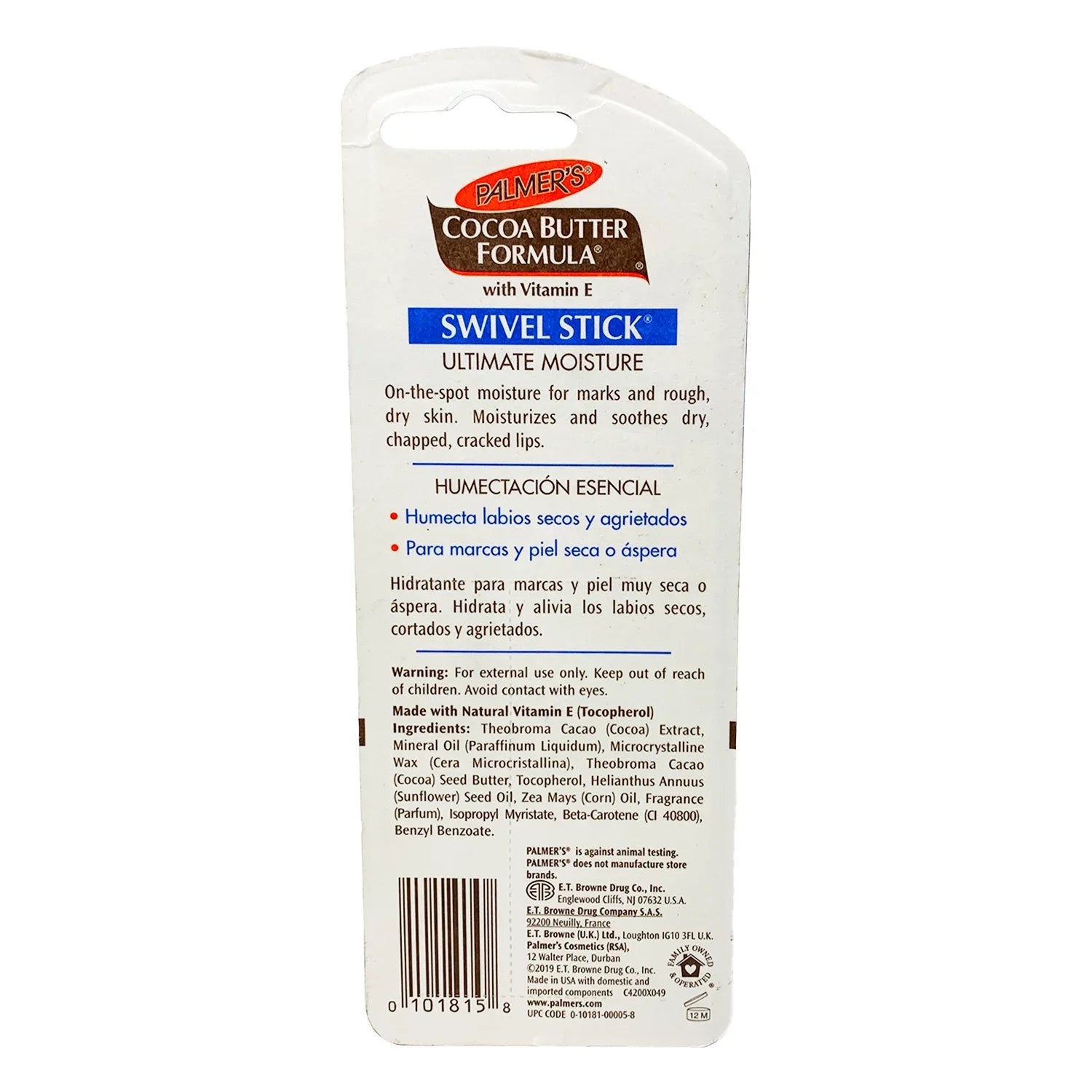 Palmers w/Vitamin Cocoa 5 Butter Pk .5oz Moisturizes Stick Formula Each E Swivel