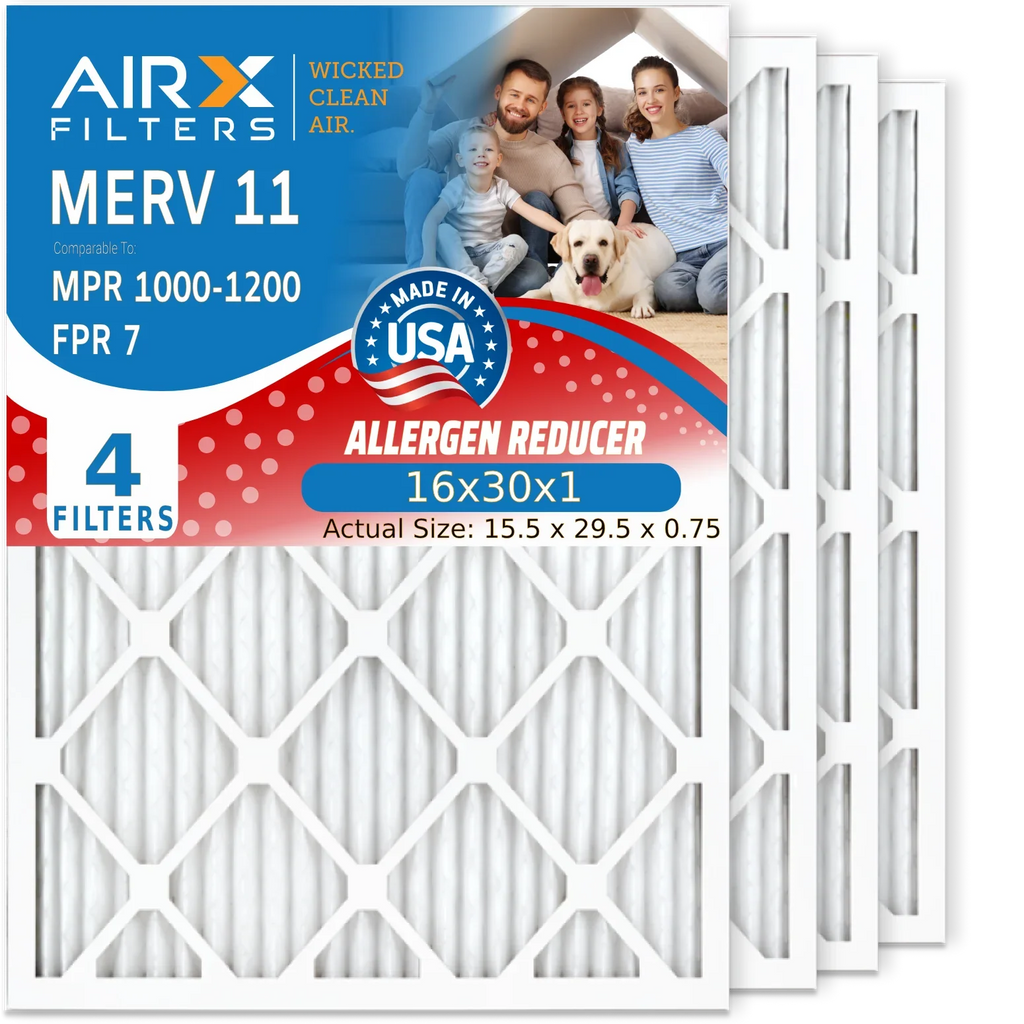 Air MPR Furnace FPR Conditioner FILTERS to HVAC AIRX MPR Pleated 4 by CLEAN Comparable USA Filters WICKED Filter Pack 1000, Electrostatic 1200 Premium AIR. 7 16x30x1 11 & Filter MERV Made 16x30x1 Air