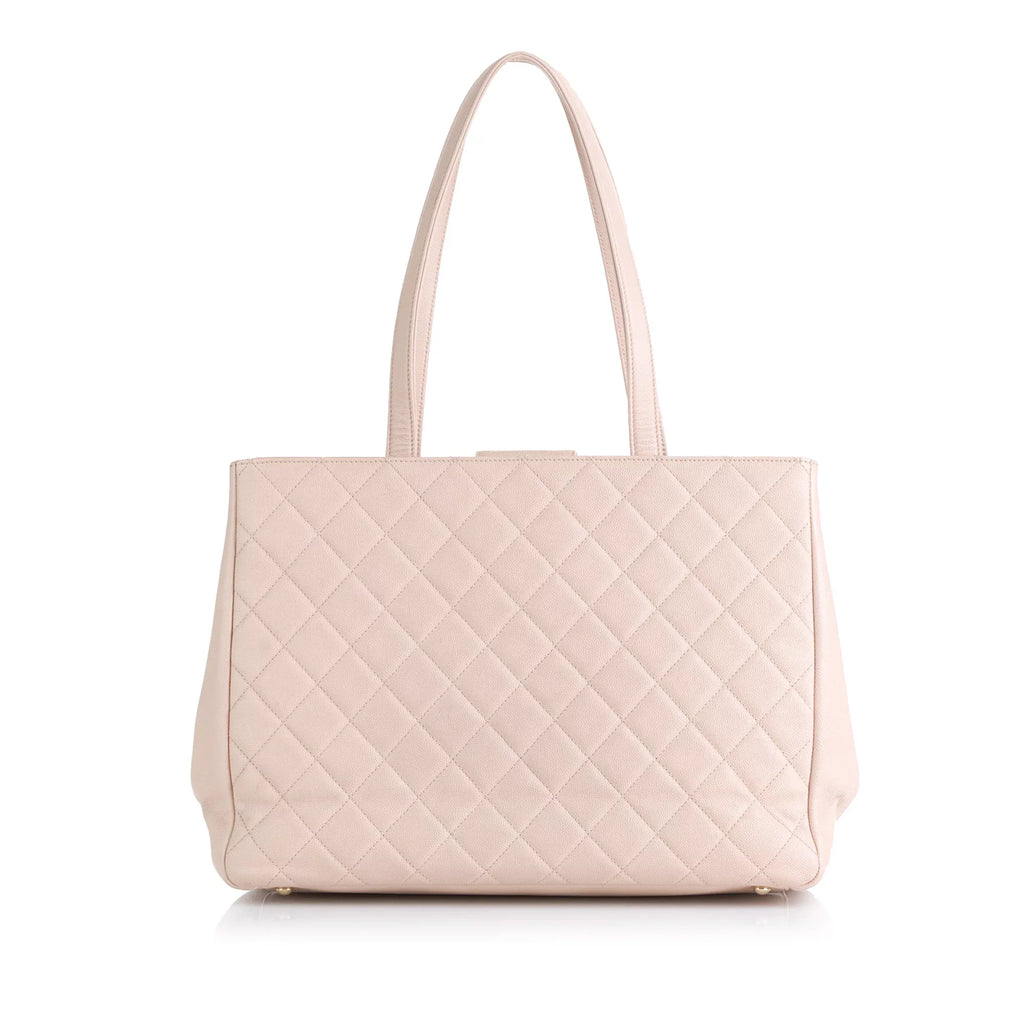 Pink Unisex Tote Chanel Business Shopping Pre-Owned (Good) Affinity Authenticated Bag Caviar Tote Leather