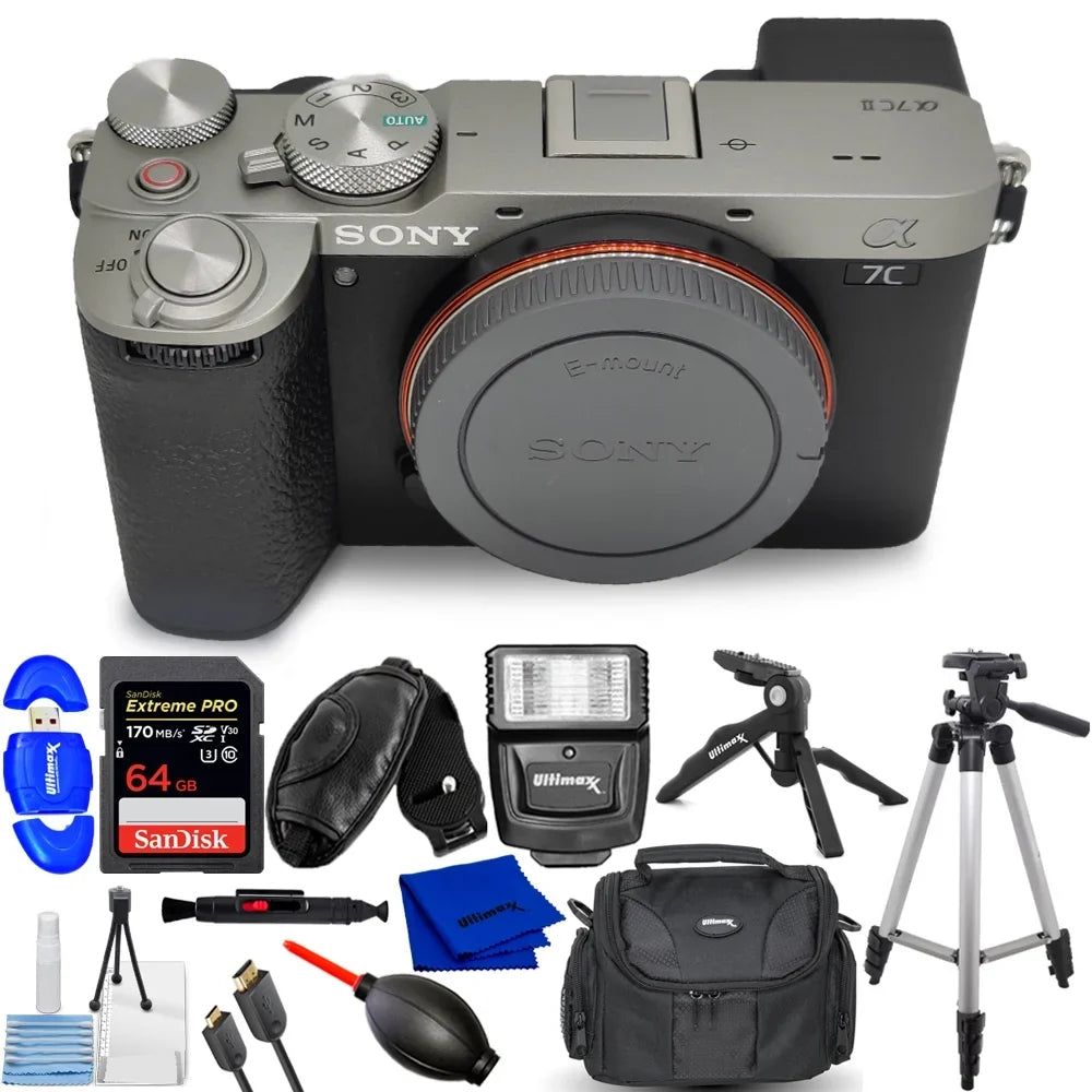 Mirrorless Camera Accessory Sony (Silver) ILCE-7CM2/S a7C - Bundle 12PC II