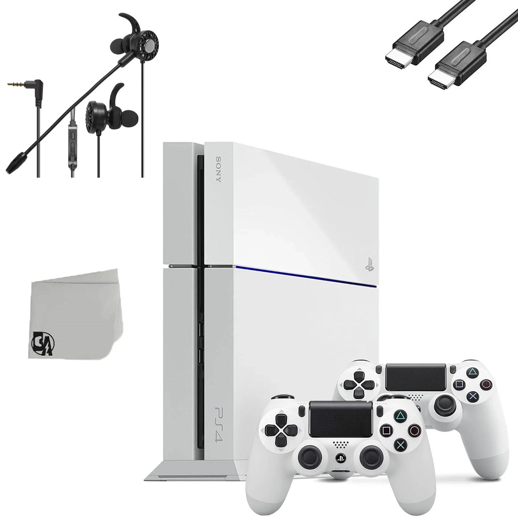 Like Gaming T5 2 With Microphone 4 Sony Controller + Earbuds Bundle BOLT 500GB Console New White Matte PlayStation With Original AXTION