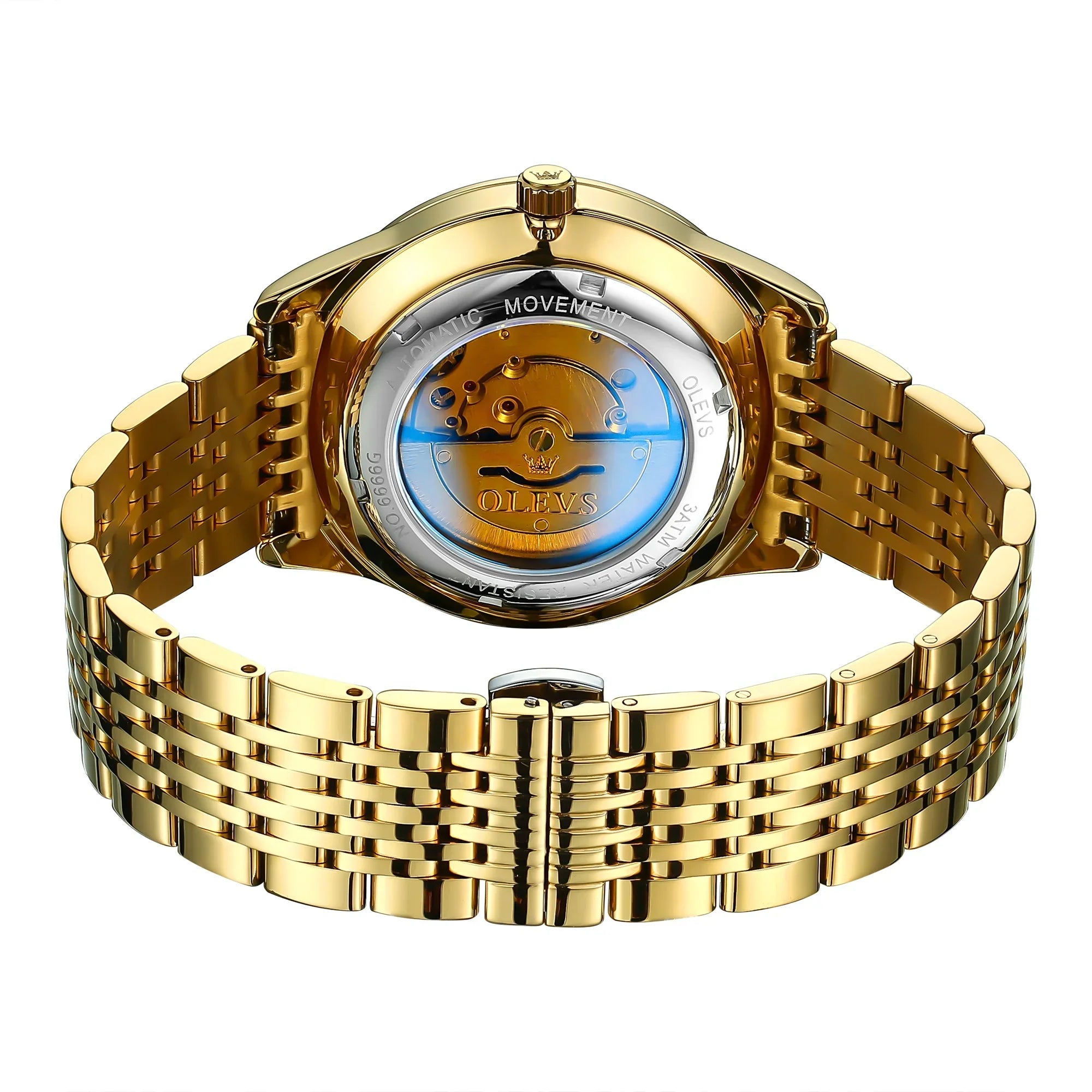 OLEVS Dial Numerals for Hombre, Watch Arabic Men Winding for Male Self Adult Gifts Men, Easy Face Waterproof Gold Reader Wristwatch Para Large Reloj
