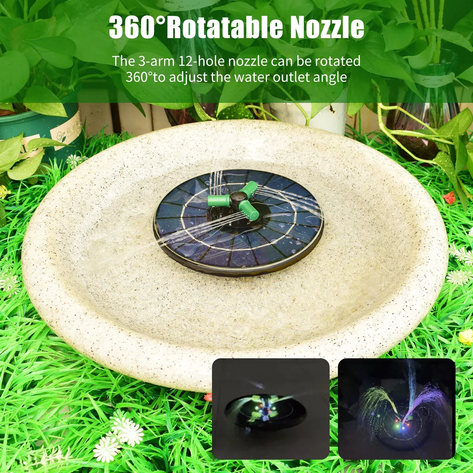 Auto-shut Pond Nozzle 9 Off Brewel Inch Pump With Pump 6w fountain,Battery Led Solar Off Rookin Auto-shut Water With Rotatable With Battery Nozzle Off Solar Inch Yaliya 9 Auto-shut Bath