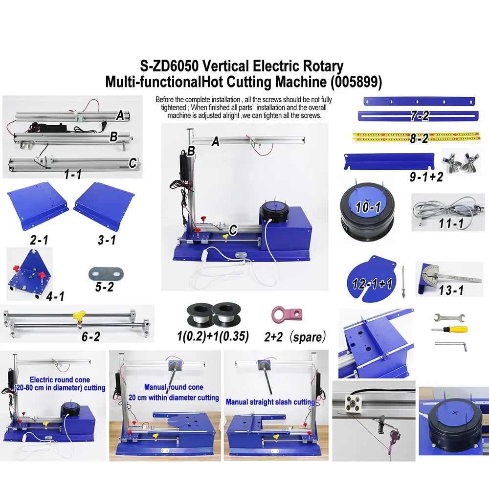 Electric Hotwire PreAsion Tabletop Molti-functional Cutter Machine Vertical Cutting 110-220V Rotary Hot