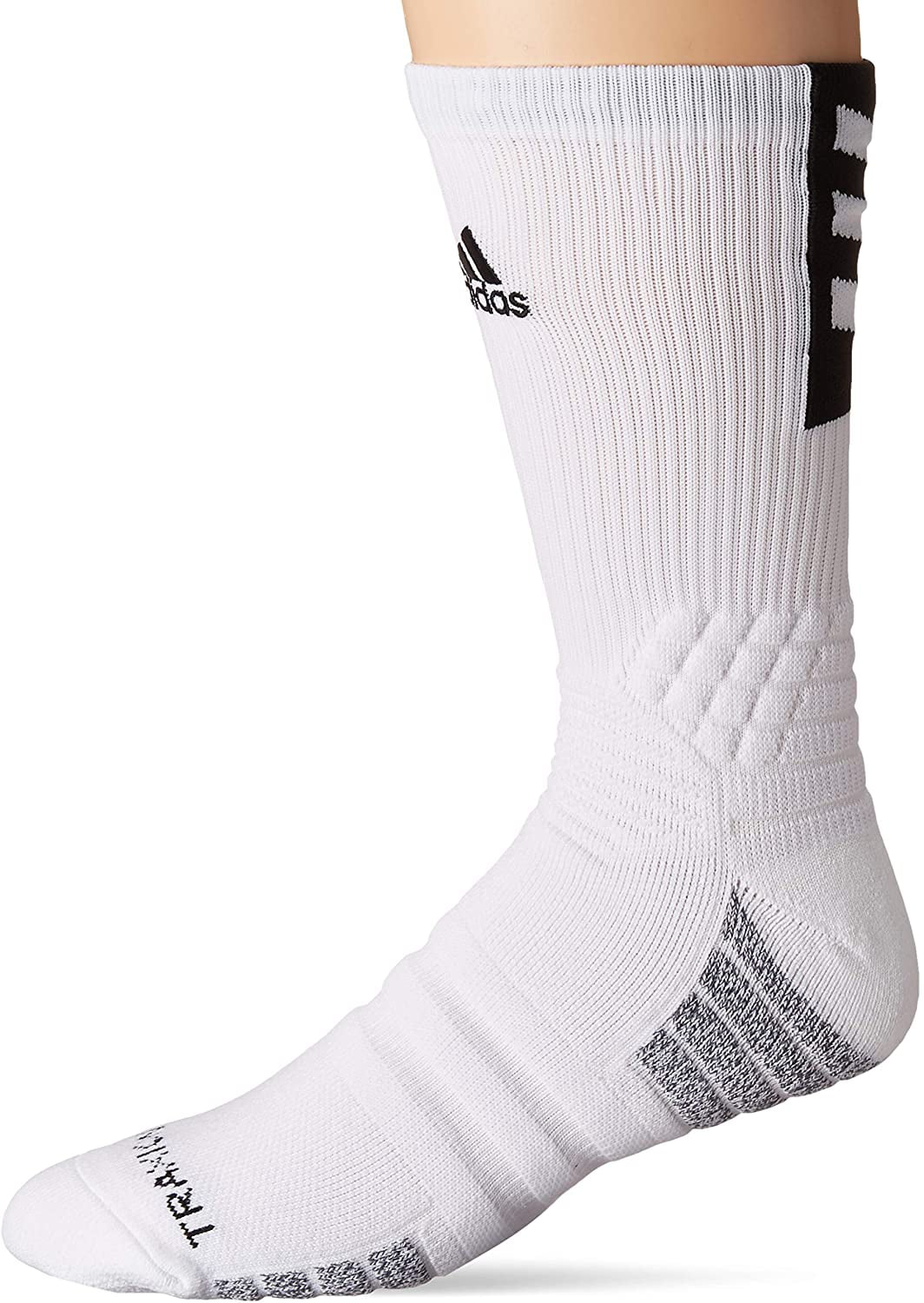 (1-Pair) 365 Unisex-Adult Creator Basketball adidas Socks X-Large Crew White/Black