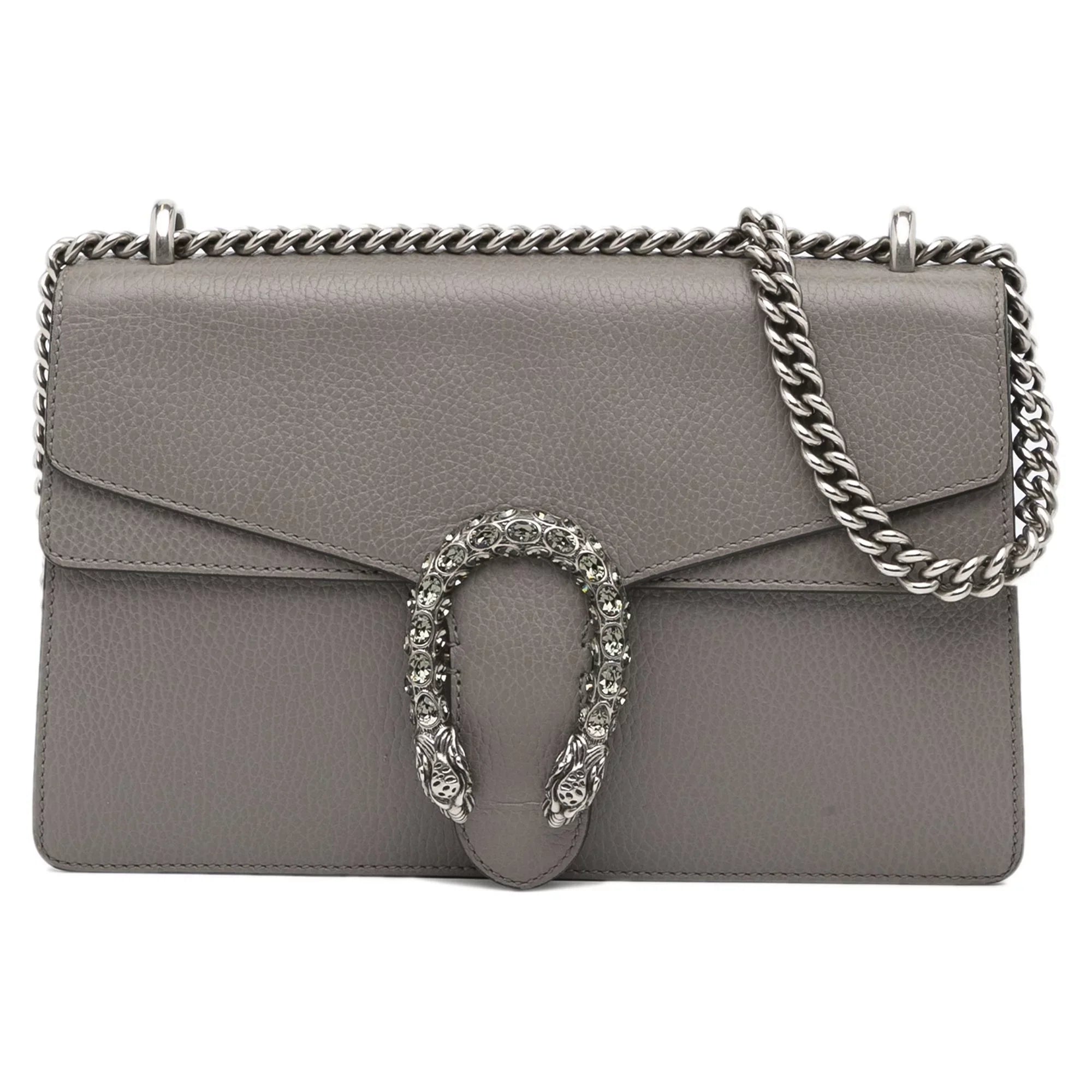 Unisex Authenticated Gray Calf Shoulder Leather Small Bag Dionysus Pre-Owned Gucci (Good)