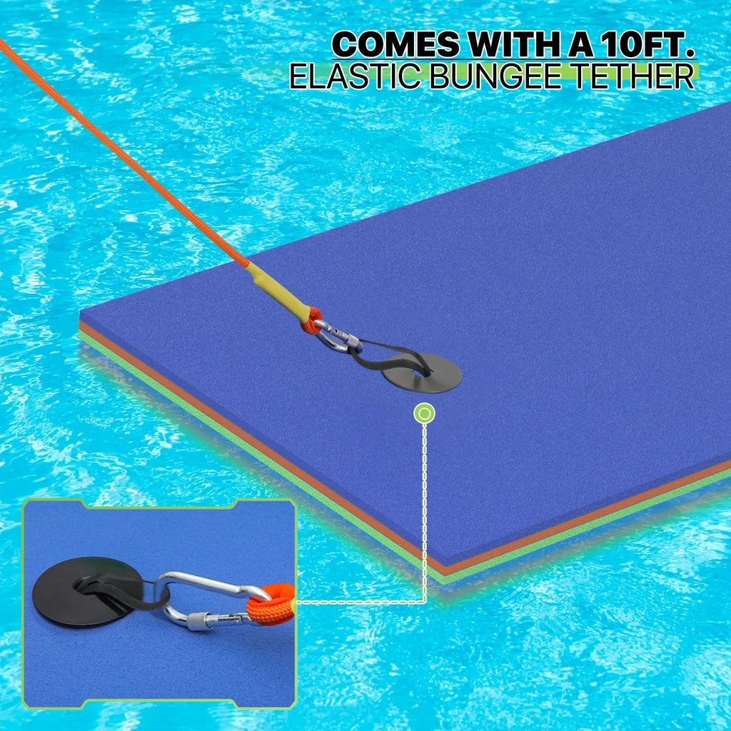 for Pool Water Tear-Resistant 3-Layer Lake Water Outdoor Pad, Mat, XPE Foam Water Recreation Lily Blue Ocean Mat River 6x2ft Float Activities, Pad Magshion Floating Floating