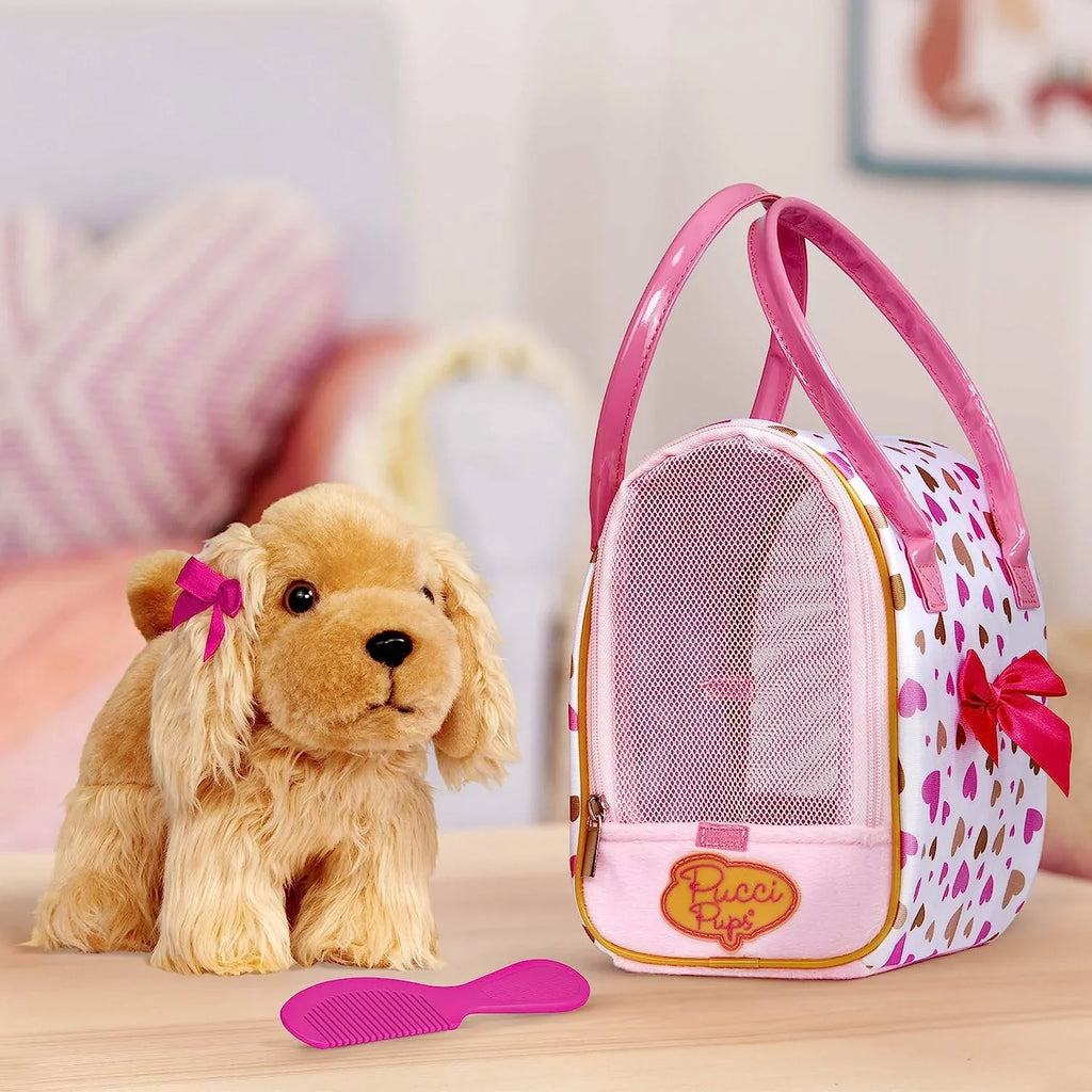 Spaniel, w/Cocker 8 Print Pups & Gold Glam Bag inches by Heart Pucci Pink Battat
