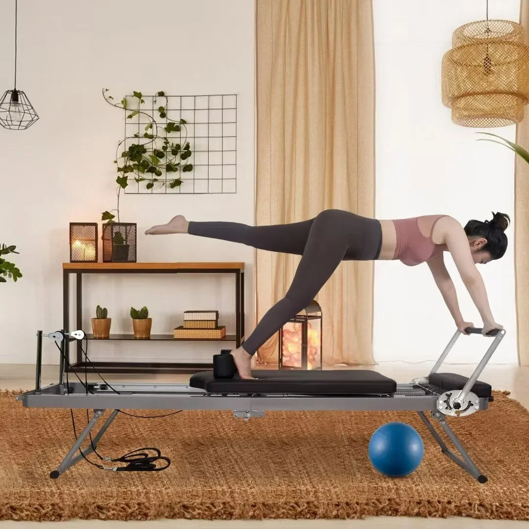 Reformer Pilates Foldable Weight Docred Gym£¬Beginners£¬Up Reformer, for with Capacity Quiet Workout Machine to Pilates Home Spring lbs 300