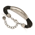 Leather Bracelet 7.5 Stainless in Women's mm Faux 2.5in Fancy Polished ext. Cords Steel