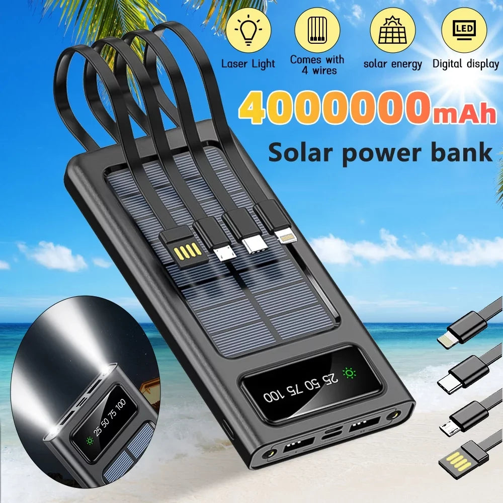 Outdoor Solar Bank, Battery Charger Power Waterproof USB Power Charger Power Solar MDHAND 4000000mAh Bank Solar Portable Bank