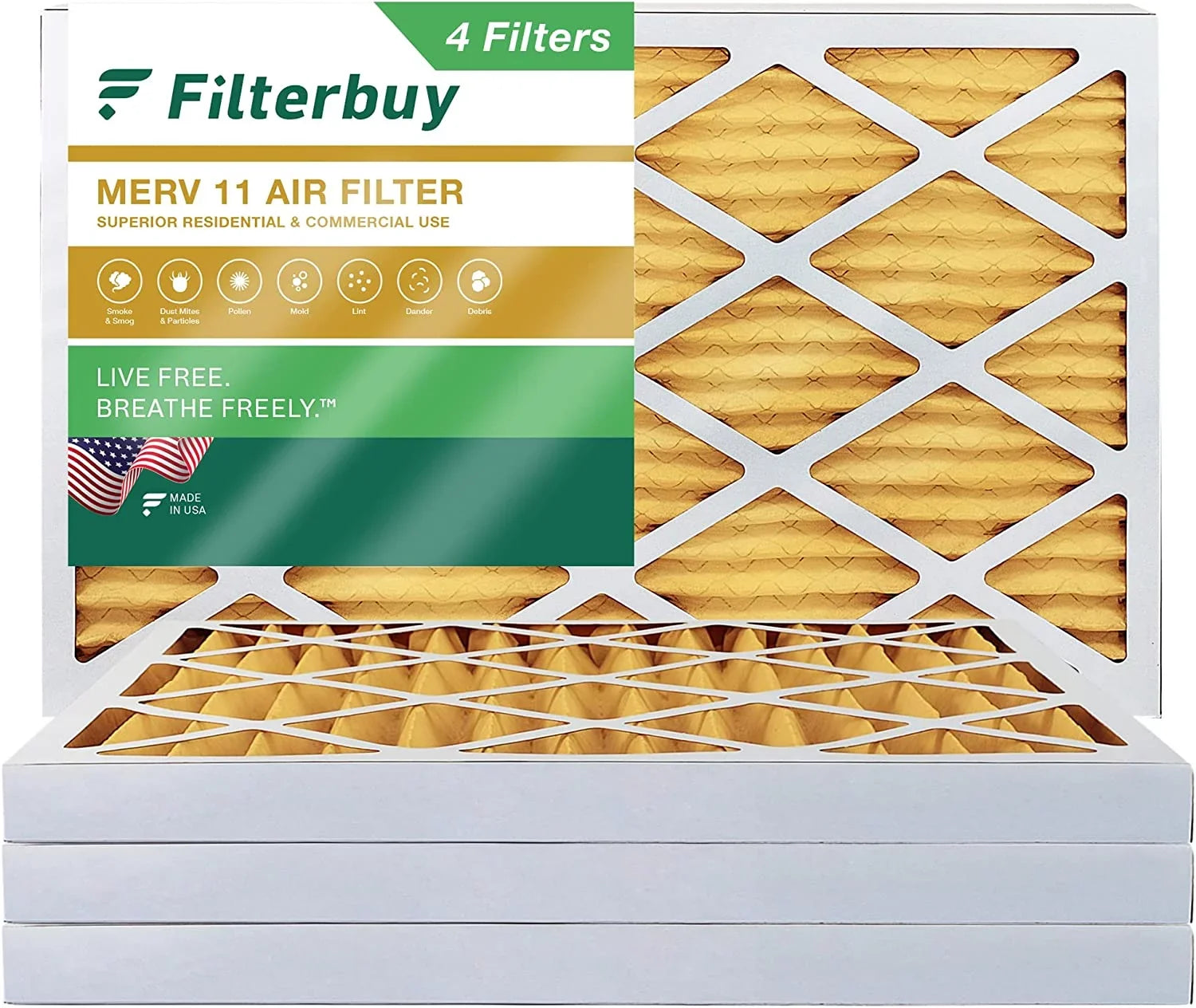 Filters HVAC (4-Pack) AC 11 Furnace Pleated 12x24x2 Air MERV Filterbuy
