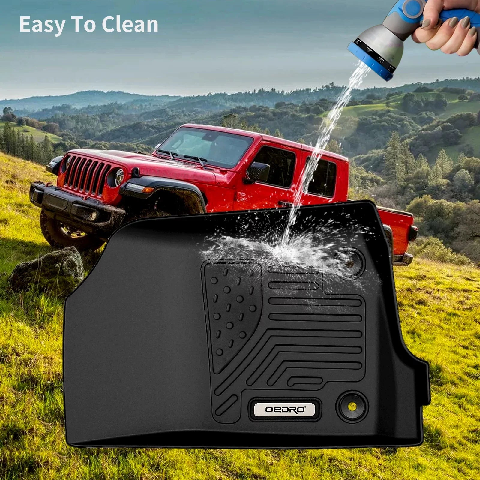 4 Floor Carpet Door Liners for 20-23 Ledkingdomus TPE Jeep Mats Floor Gladiator