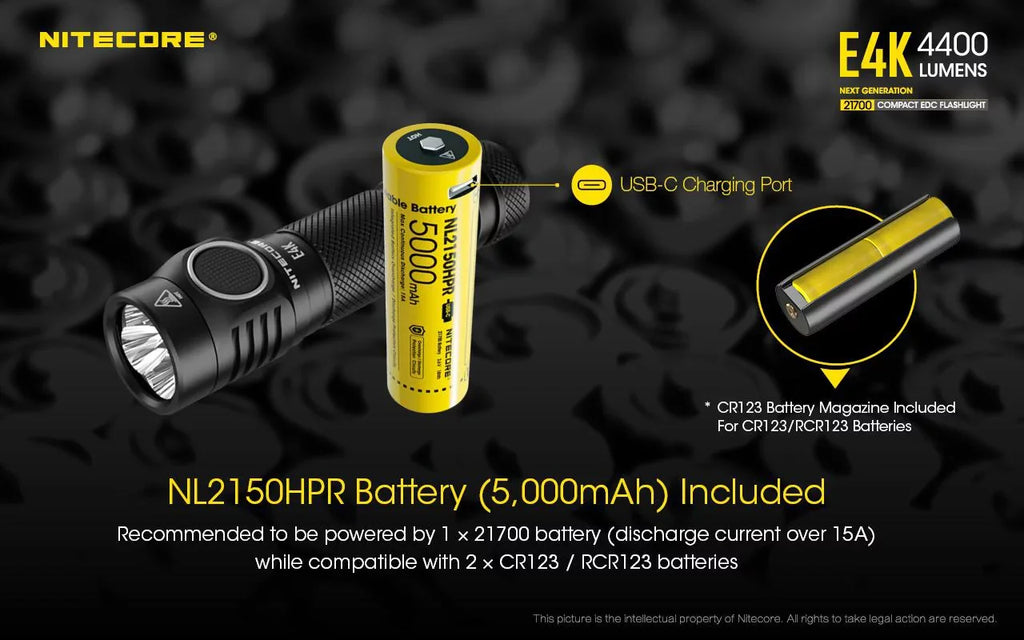 Flashlight generation NITECORE Lumens Combo: Light E4K 4400 -380 w/Tini Keychain Lumens - Copper Next