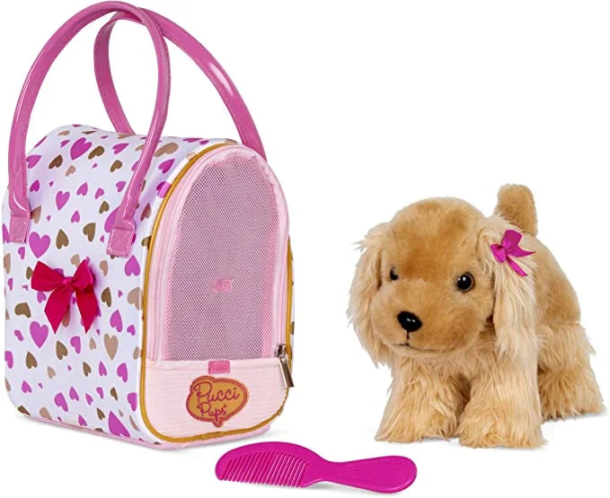 Spaniel, w/Cocker 8 Print Pups & Gold Glam Bag inches by Heart Pucci Pink Battat