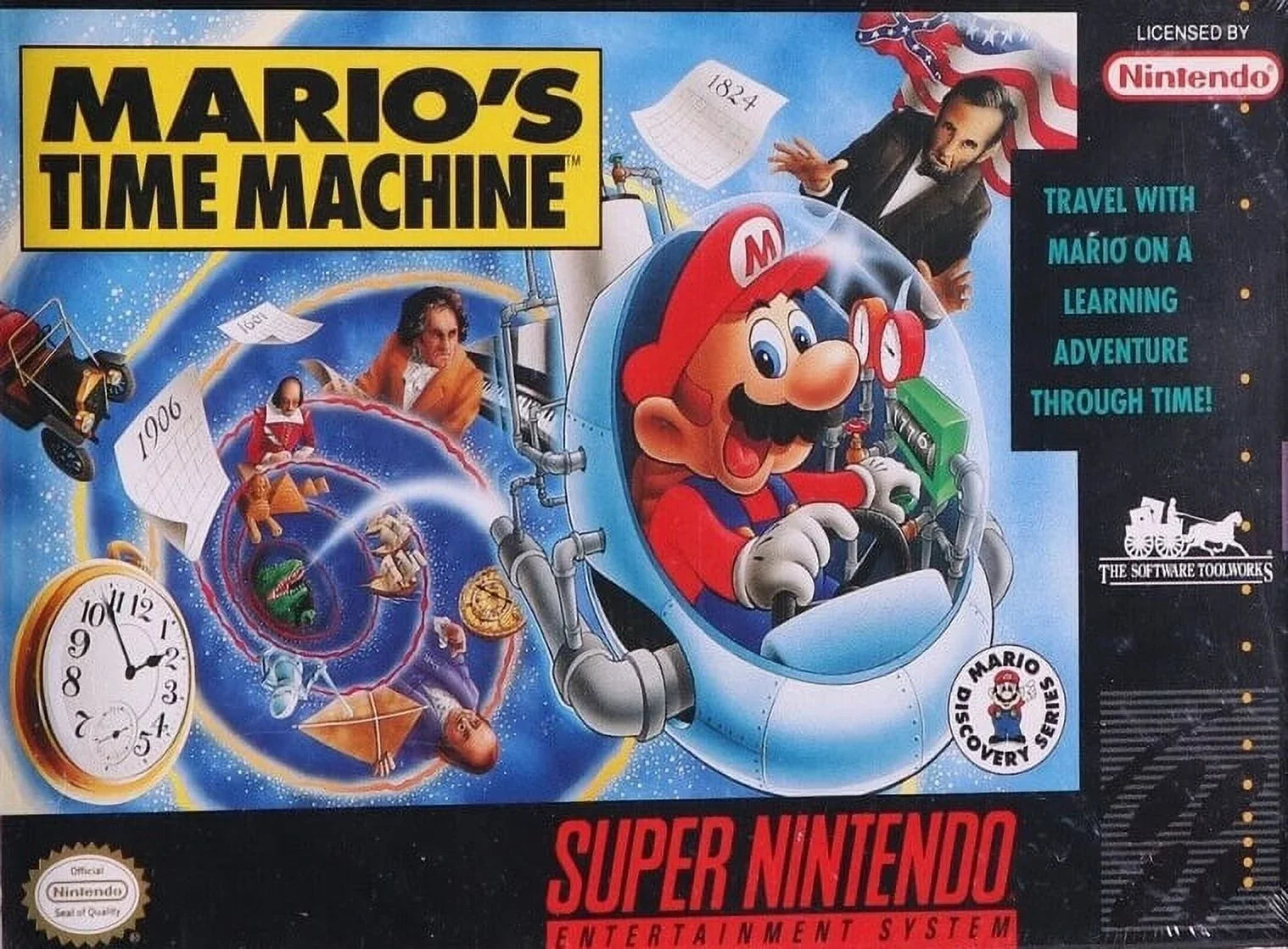 Time Mario's 1993) Game Restored Machine Nintendo, (Refurbished) (Super SNES Educational