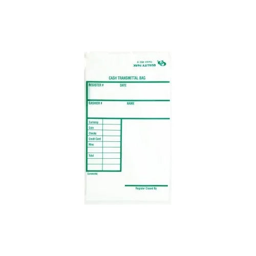 6" White Park Transporting Cash with - Transmittal Bags Width Length 100/Pack x Quality - 9" - Redi-Strip