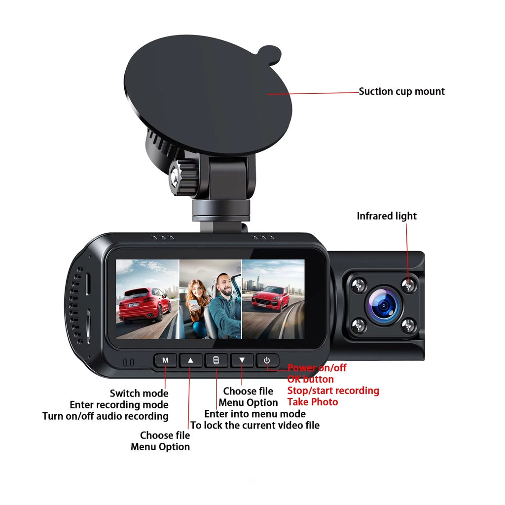 Loop Parking Rear Car TOGUARD IR Vision, GPS, Camera Cam Monitor, Night Dash Detection 3 G-sensor, Motion and Front 4K Dash Camera Recording, Rear with Channel Inside Front