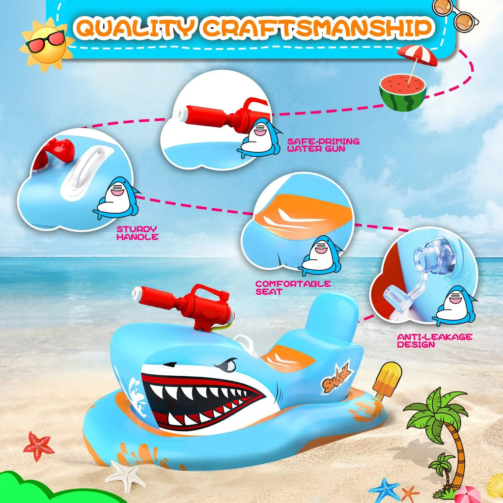 Waterpistol Pool Pool Ride-on with Girls Game Kid for Age Pool Floats 3-12 Boys for Kids,Shark Toys