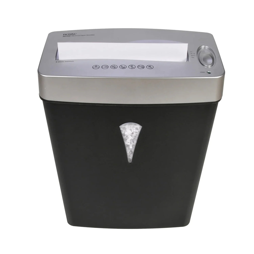 4 Royal Pass 0.157" - Shredder Silver - Size Capacity Paper Paper, 5 x Black, - Micro - Wastebin Credit for Card Per Shred - shredding gal 0.394" MC500 Cut -