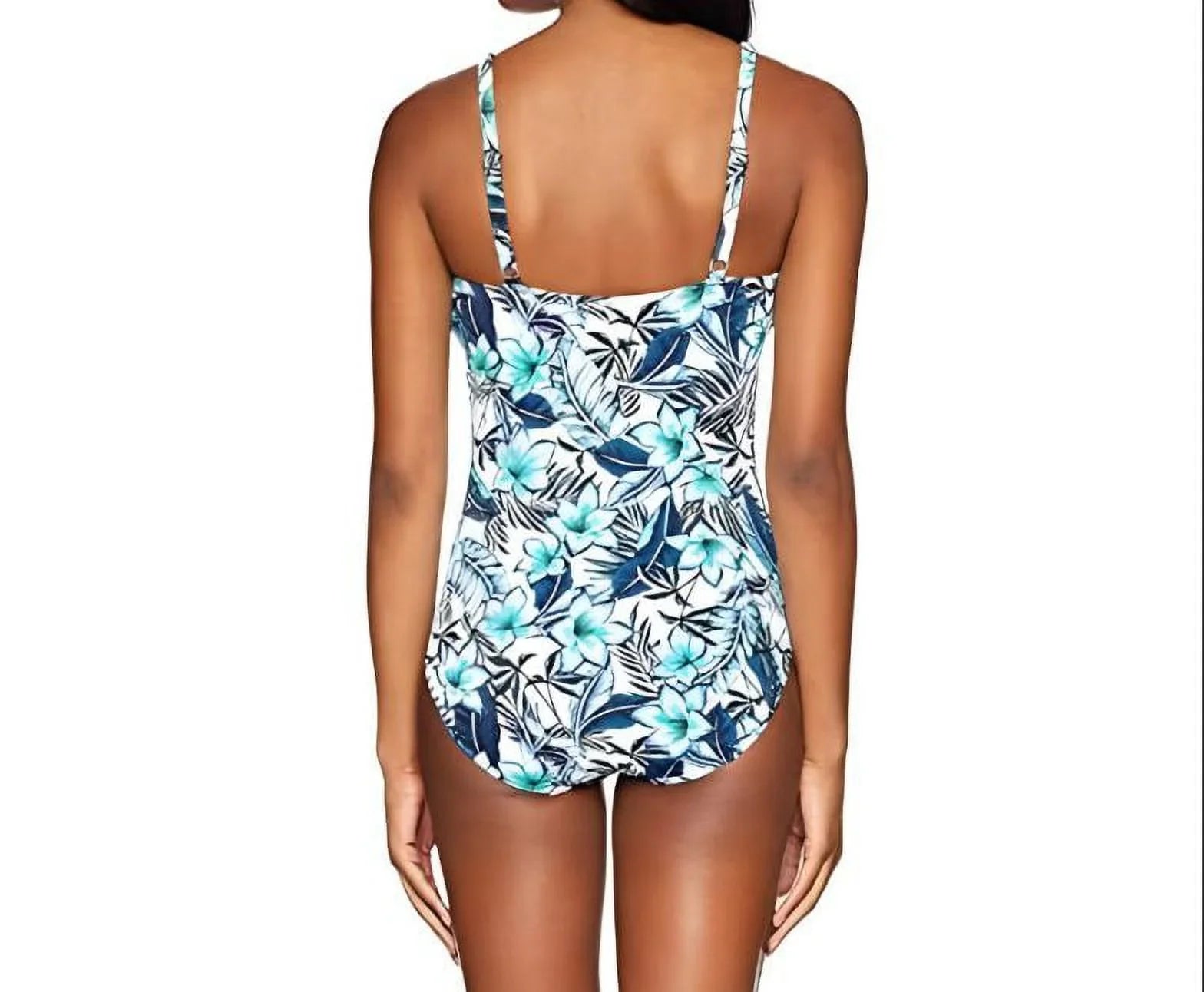 10 Floral V-Neck White, Piece Women's PENBROOKE One Swimsuit,
