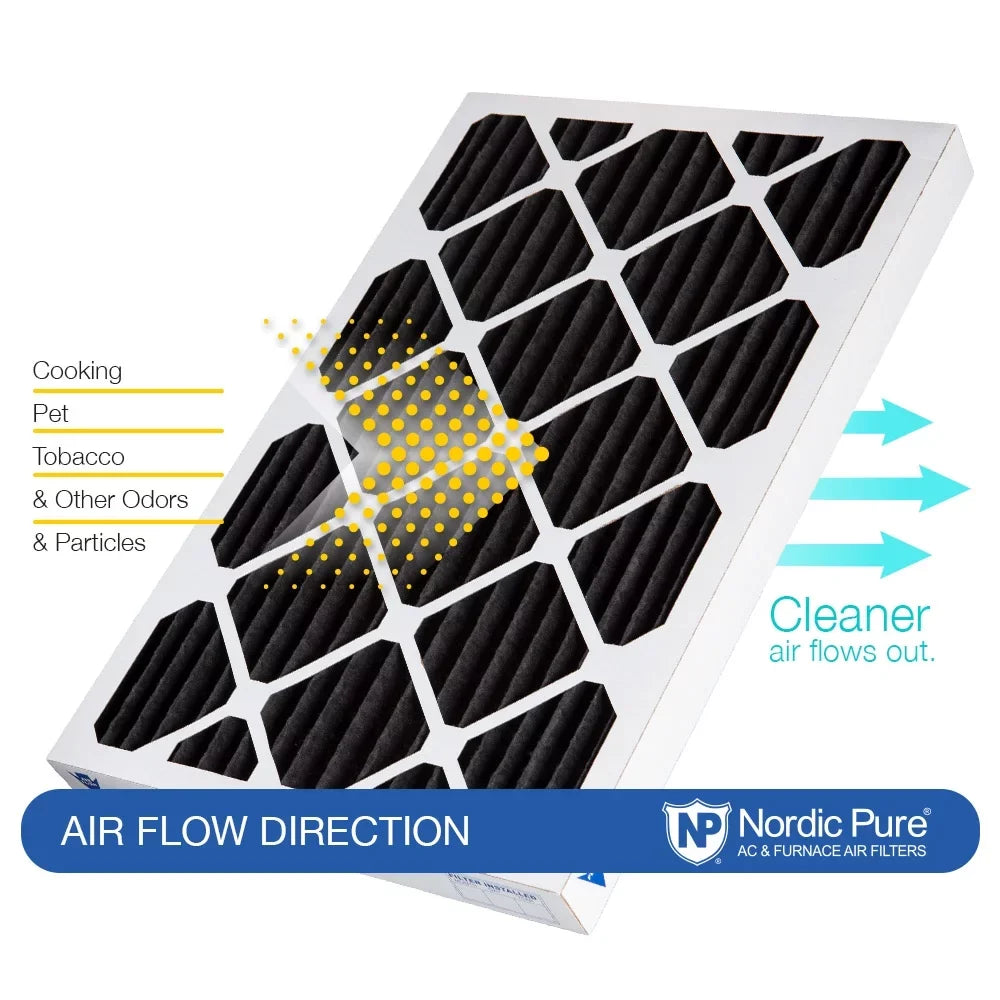 Pack Filters Pleated Furnace Carbon 12x24x2 Odor Merv 12 Pure 8 Reduction