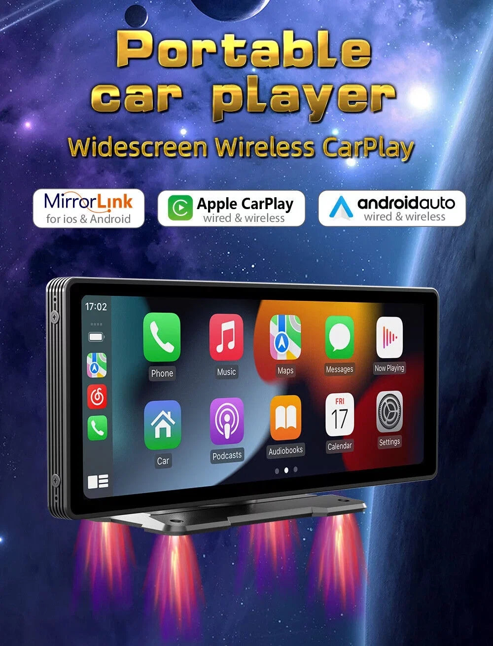 Wireless Navigation, Radio Mirror Stereo 10.26" Touchscreen, Car Android Bluetooth5.0, Control,AUX Auto, Car Maps Apple Cable Link, & Voice CarPlay Vehicles Portable