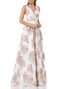 8 US Infusion Organza BLUSH/IVORY Pleated Marc Gown, Carmen Valvo Women's