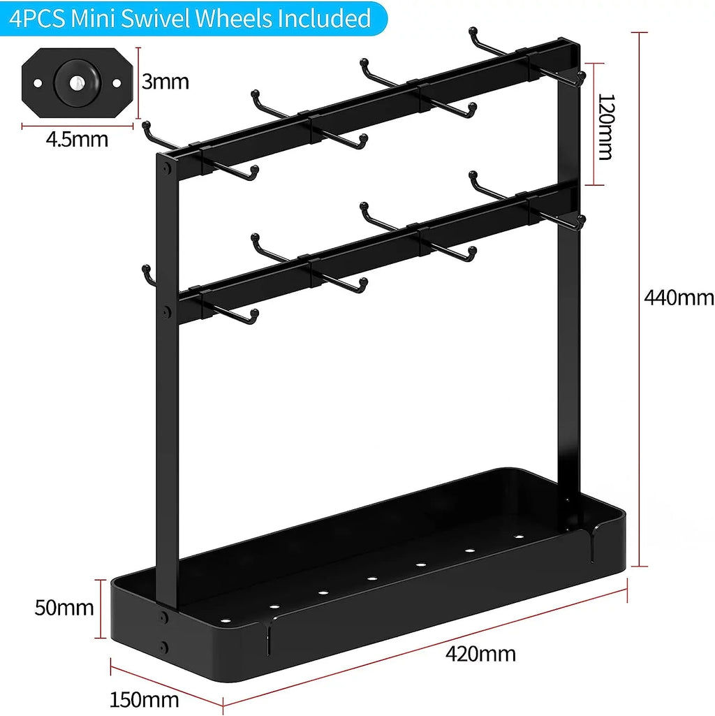 16 Base Coffee Movable for Countertop, Tree with Hooks Rack Tier Mug Mug Holder Storage Cup Holder Cup Hooks,2 Holder Black BOIVSHI Coffee with