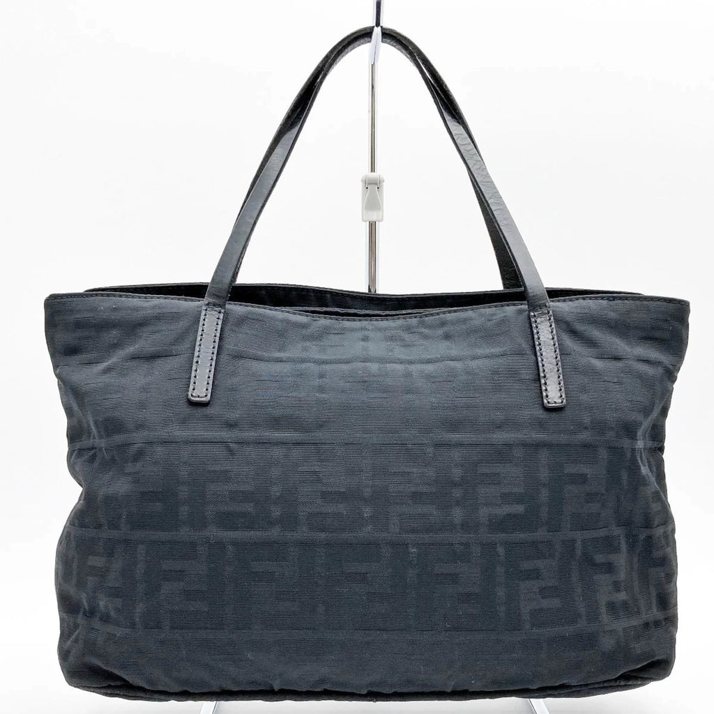 (Good) pattern Pre-Owned FENDI Zucca 15786 tote ladies canvas nylon handbag bag black