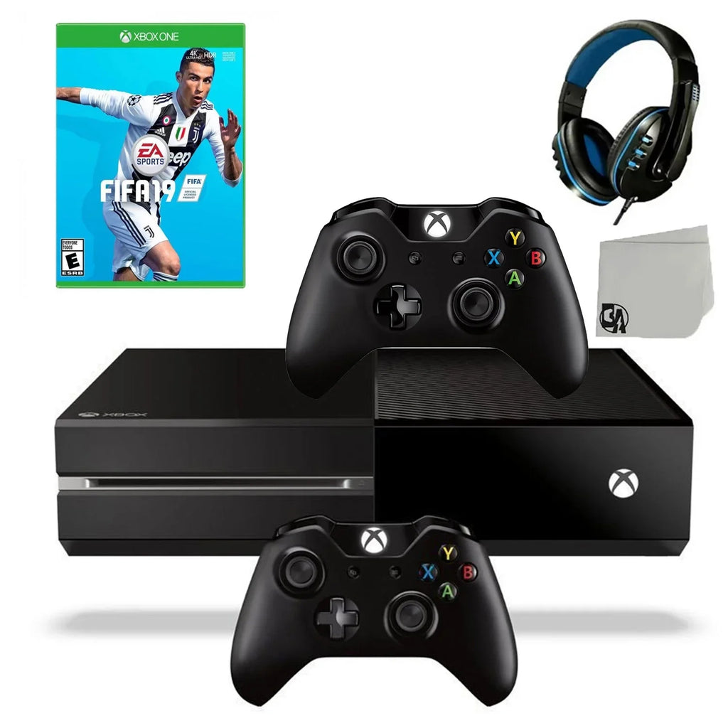 Controller Game With Gaming Original Black Included AXTION Headset One 2 Bundle BOLT Microsoft Console FIFA-19 Used Xbox 500GB