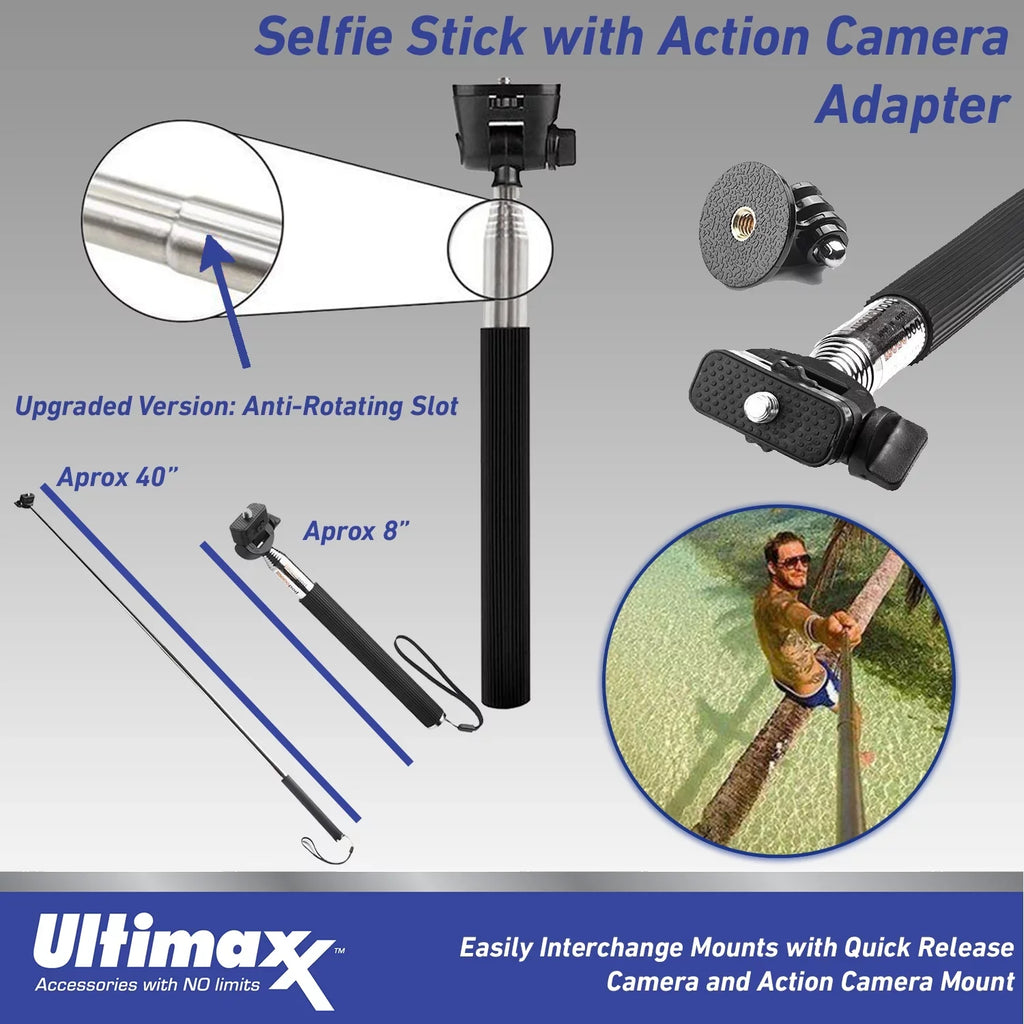 Insta360 Frame Camera Much More Bundle Wrist Includes: Floating Adapter, Action Starter 2 Selfie-Stick, GO - Strap & Ultimaxx Camera Action