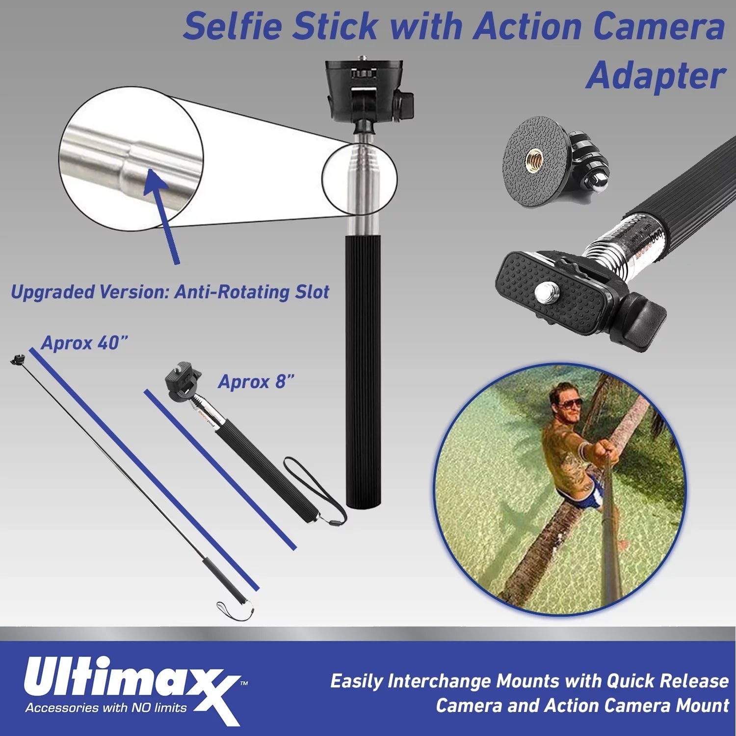 Insta360 Frame Camera Much More Bundle Wrist Includes: Floating Adapter, Action Starter 2 Selfie-Stick, GO - Strap & Ultimaxx Camera Action