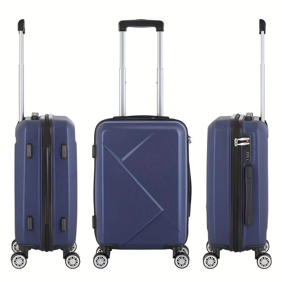 20-Inch Business, Blue Wheels Scratch-Resistant Surface, Travel Carry-On Four Spinner Hardside Inch Luggage 20 Suitcase And With For - Lock