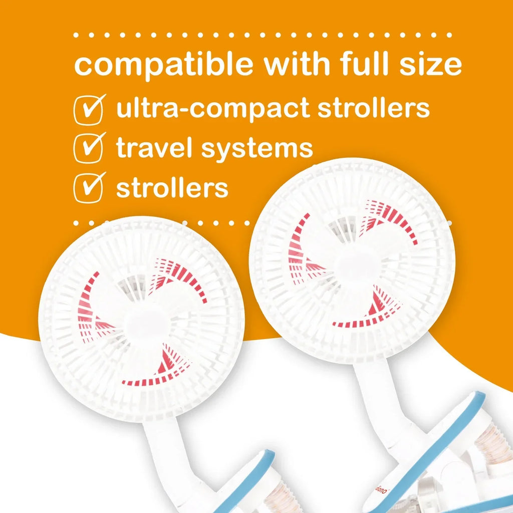 Pack Safe of for Neck Baby Perfect Two, Universal Stroller Flexible Clip-On Angle, Diono with White Fan